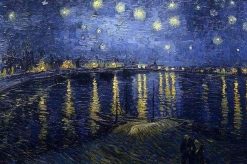 Figuredart Broderie Diamant - Van Gogh Nuit Etoile Sur Le Rhone 40X50Cm Toile Tendue Sur Ch00E2Ssis | Broderie Diamant Reproduction D'Oeuvres