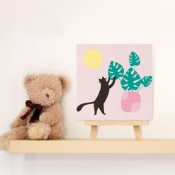 Figuredart Mini Peinture Par Numros 20X20Cm Avec Cadre Chaton Et Plante Au Soleil | Fleurs