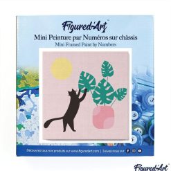 Figuredart Mini Peinture Par Numros 20X20Cm Avec Cadre Chaton Et Plante Au Soleil | Fleurs