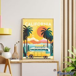 Figuredart Broderie Diamant - Affiche Poster Californie | Broderie Diamant Affiche Vintage