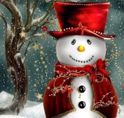 Figuredart Broderie Diamant - Bonhomme De Neige Souriant | Broderie Diamant Noel