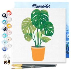 Figuredart Mini Peinture Par Numros 20X20Cm Avec Cadre Plante Verte | Fleurs