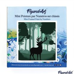 Figuredart Mini Peinture Par Numros 20X20Cm Avec Cadre Cerf En Alerte | Paysages