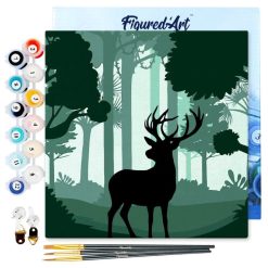 Figuredart Mini Peinture Par Numros 20X20Cm Avec Cadre Cerf En Alerte | Paysages