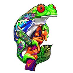 Figuredart Puzzle 2D En Bois - Grenouille Verte | Puzzle En Bois 2D