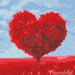 Figuredart Mini Diamond Painting 25X25Cm - Arbre Rouge Coeur | Broderie Diamant Paysages