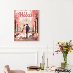 Figuredart Affiche De Voyage Milan En Fleurs | Romantique