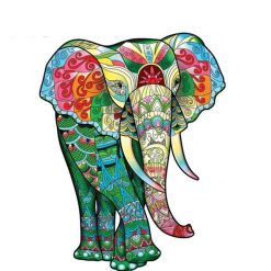 Figuredart Puzzle 2D En Bois - Lphant Vibrant | Puzzle En Bois 2D