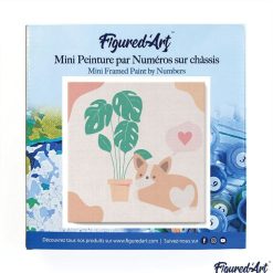 Figuredart Mini Peinture Par Numros 20X20Cm Avec Cadre Petit Chien Amoureux | Fleurs