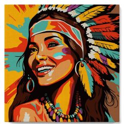 Figuredart Mini Peinture Par Numros 20X20Cm Avec Cadre Femme Native Pop Art | Pop Art