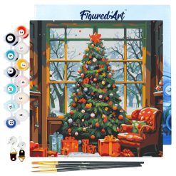 Figuredart Mini Peinture Par Numros 20X20Cm Avec Cadre Sapin De No00Ebl Dans Le Salon | Noel