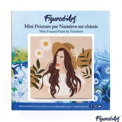 Figuredart Mini Peinture Par Numros 20X20Cm Avec Cadre Femme Et Marguerites | Fleurs