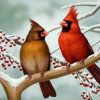 Figuredart Broderie Diamant - Couple D'Oiseaux Sur Branche | Broderie Diamant Animaux