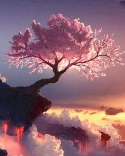 Figuredart Arbre Rose Et Nuages | Paysages