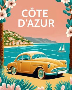 Figuredart Broderie Diamant - Affiche Poster Cte D'Azur | Broderie Diamant Paysages