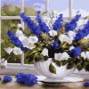 Figuredart Vase De Fleurs Bleues Et Blanches | Fleurs