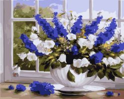 Figuredart Vase De Fleurs Bleues Et Blanches | Fleurs