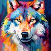 Figuredart Broderie Diamant - Loup Color Abstrait 40X50Cm Toile Tendue Sur Ch00E2Ssis | Broderie Diamant Animaux