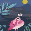 Figuredart Flamant Rose Et Pleine Lune | Fleurs