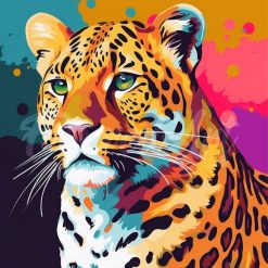 Figuredart Mini Diamond Painting 25X25Cm - Lopard Abstrait Pop Art | Broderie Diamant Animaux