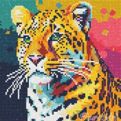 Figuredart Mini Diamond Painting 25X25Cm - Lopard Abstrait Pop Art | Broderie Diamant Animaux