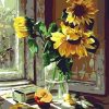 Figuredart Tournesols Et Pomme Devant La Fen00Eatre | Fleurs