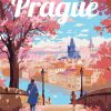 Figuredart Affiche De Voyage Prague En Fleurs | Paysages