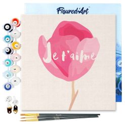 Figuredart Mini Peinture Par Numros 20X20Cm Avec Cadre Je T'Aime | Fleurs