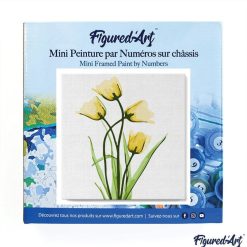 Figuredart Mini Peinture Par Numros 20X20Cm Avec Cadre Jolies Fleurs Jaunes | Fleurs