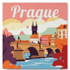 Figuredart Mini Peinture Par Numros 20X20Cm Avec Cadre Prague | Affiche Vintage