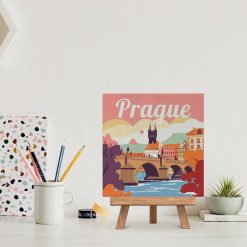 Figuredart Mini Peinture Par Numros 20X20Cm Avec Cadre Prague | Affiche Vintage