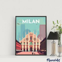 Figuredart Broderie Diamant - Affiche Poster Milan | Broderie Diamant Affiche Vintage