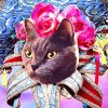 Figuredart Broderie Diamant - Chat Mardigras 40X50Cm Toile Tendue Sur Ch00E2Ssis | Broderie Diamant Fleurs