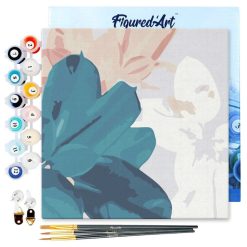 Figuredart Mini Peinture Par Numros 20X20Cm Avec Cadre Feuilles De Caoutchouc | Fleurs