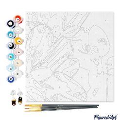 Figuredart Mini Peinture Par Numros 20X20Cm Avec Cadre Feuilles De Caoutchouc | Fleurs