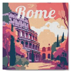 Figuredart Mini Peinture Par Numros 20X20Cm Avec Cadre Colise De Rome | Affiche Vintage