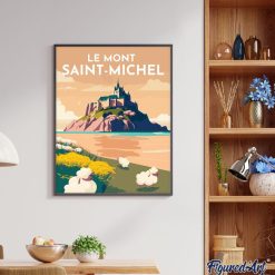 Figuredart Broderie Diamant - Affiche Poster Mont Saint-Michel | Broderie Diamant Affiche Vintage