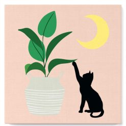 Figuredart Mini Peinture Par Numros 20X20Cm Avec Cadre Chaton Et Plante Au Clair De Lune | Fleurs