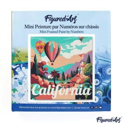 Figuredart Mini Peinture Par Numros 20X20Cm Avec Cadre Montgolfire En Californie | Paysages