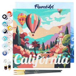 Figuredart Mini Peinture Par Numros 20X20Cm Avec Cadre Montgolfire En Californie | Paysages