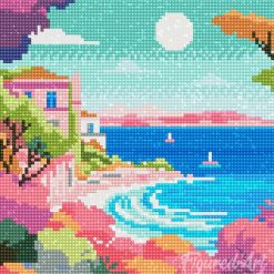 Figuredart Mini Diamond Painting 25X25Cm - Riviera Franaise Colore | Broderie Diamant Paysages