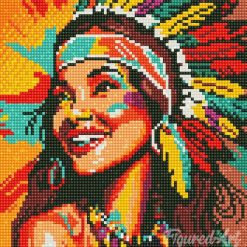 Figuredart Mini Diamond Painting 25X25Cm - Femme Native Pop Art | Broderie Diamant Romantique