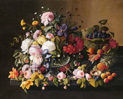 Figuredart Broderie Diamant - Fleurs Et Fruits - Severin Roesen 40X50Cm Toile Tendue Sur Ch00E2Ssis | Broderie Diamant Reproduction D'Oeuvres