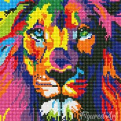 Figuredart Mini Diamond Painting 25X25Cm - Lion Pop Art | Broderie Diamant Animaux