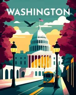 Figuredart Broderie Diamant - Affiche Poster Washington | Broderie Diamant Ville