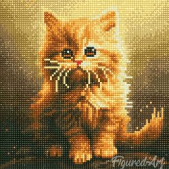 Figuredart Mini Diamond Painting 25X25Cm - Mignon Petit Chaton Orange | Broderie Diamant Animaux