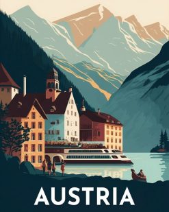 Figuredart Broderie Diamant - Affiche Poster Hallstatt | Broderie Diamant Affiche Vintage