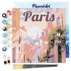 Figuredart Mini Peinture Par Numros 20X20Cm Avec Cadre Vue De Paris | Paysages