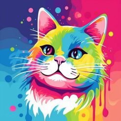 Figuredart Mini Diamond Painting 25X25Cm - Chat Abstrait Pop Art | Broderie Diamant Animaux