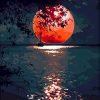 Figuredart Lune Rouge Sur Le Lac | Paysages